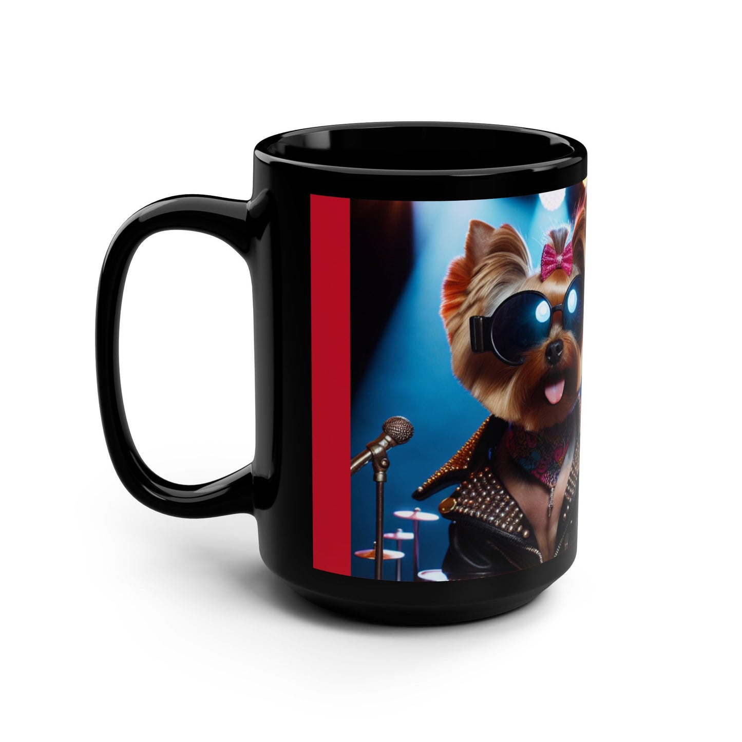 Rockstar🌹Yorkies🐾🐾Black Mug, 15oz