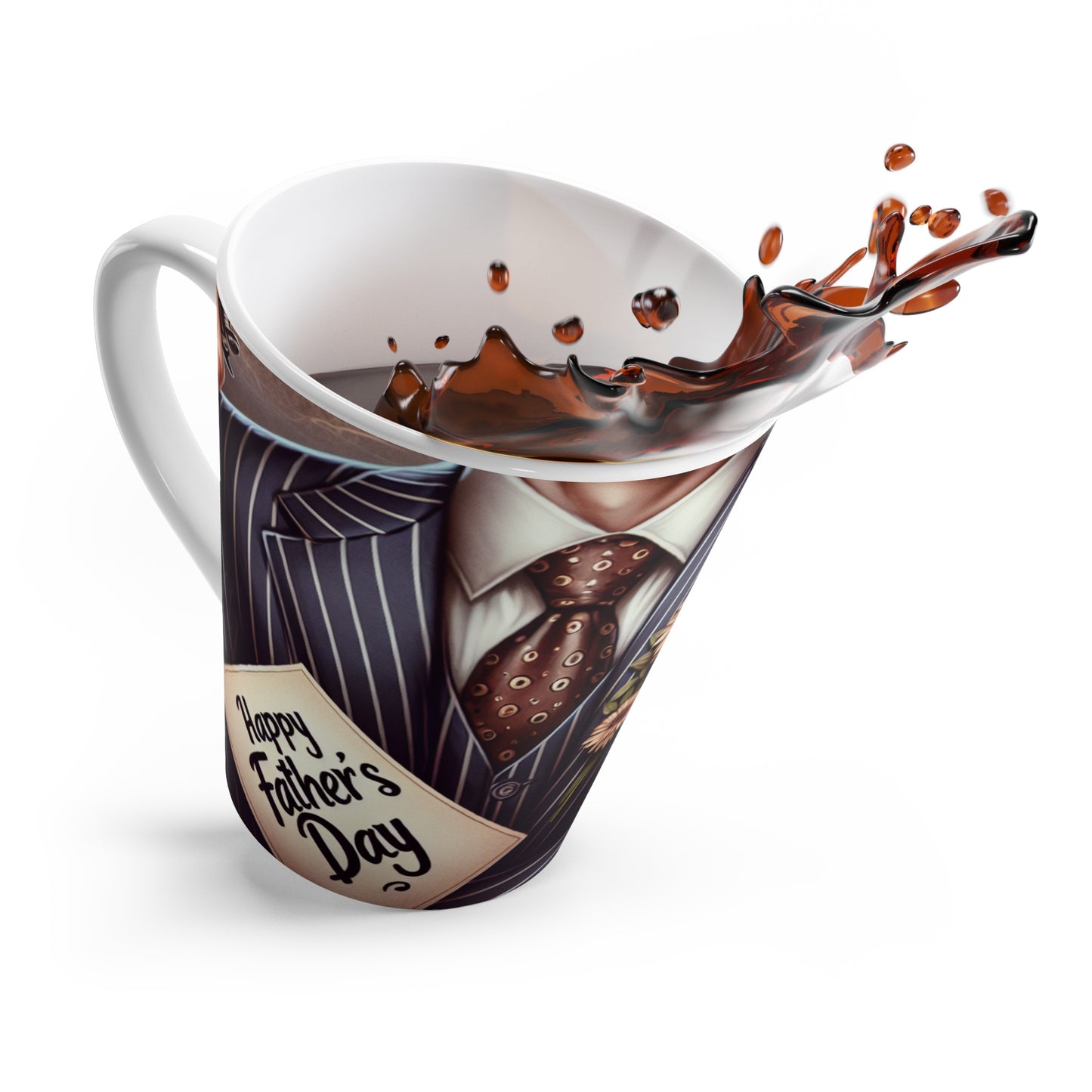 Father's Day Latte Mug, Personalized Coffee Cup, Gift for Dad, Unique Mug, Floral Design, Coffee Lover's Present