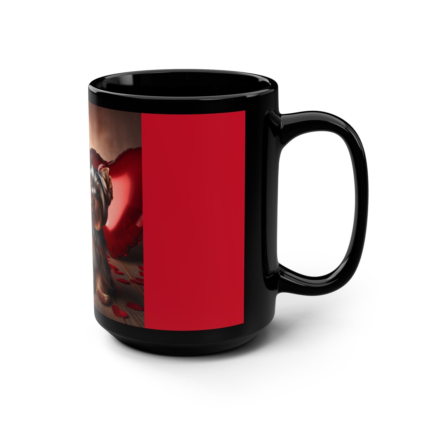 Yorkshire Terriers❤️Valentines Day🌹🐾Black Mug, 15oz