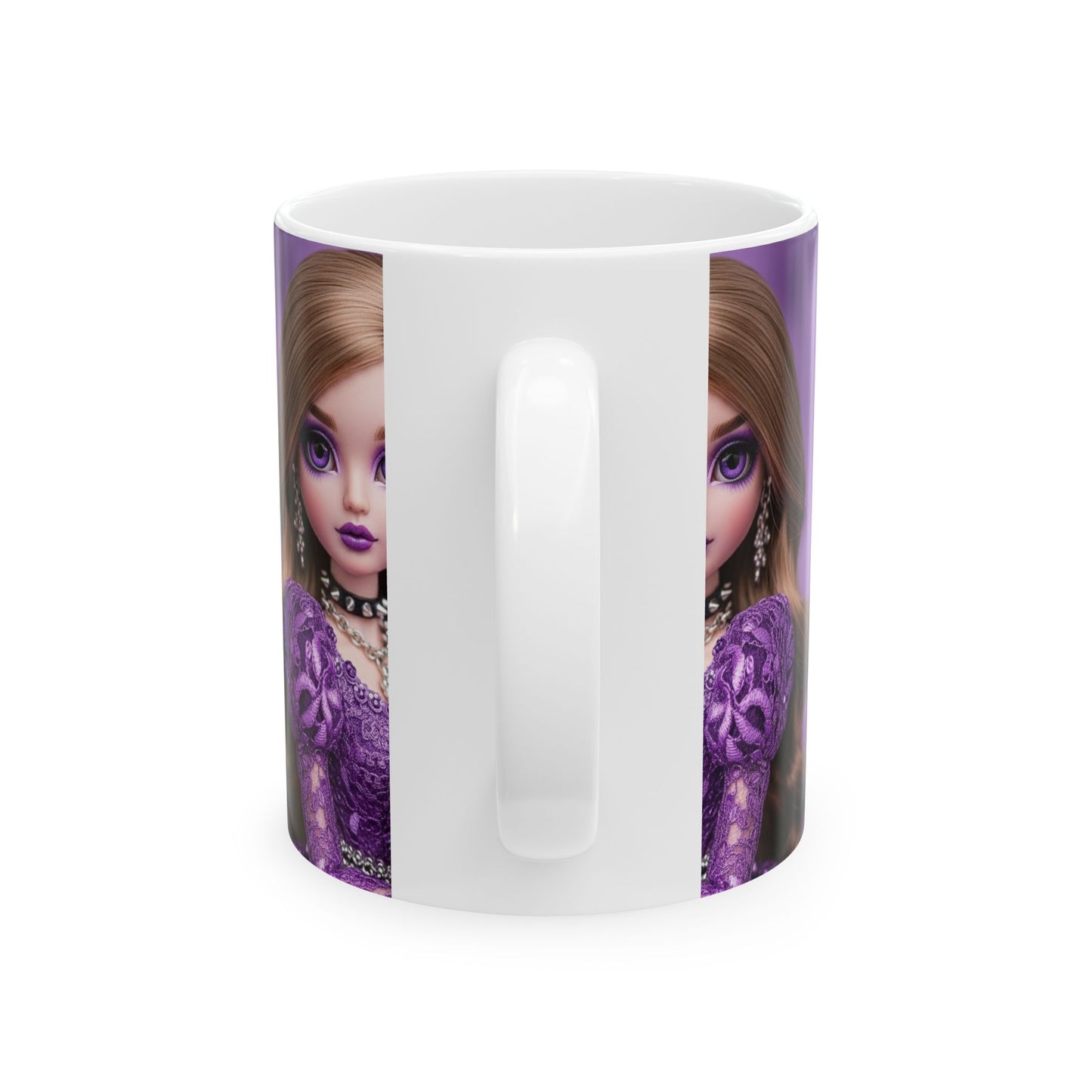Elegant Doll-Themed Ceramic Mug - Rose Bouquet Design, Gift for Doll Collectors, Birthday, Mother's Day, Tea, Coffee Lover
