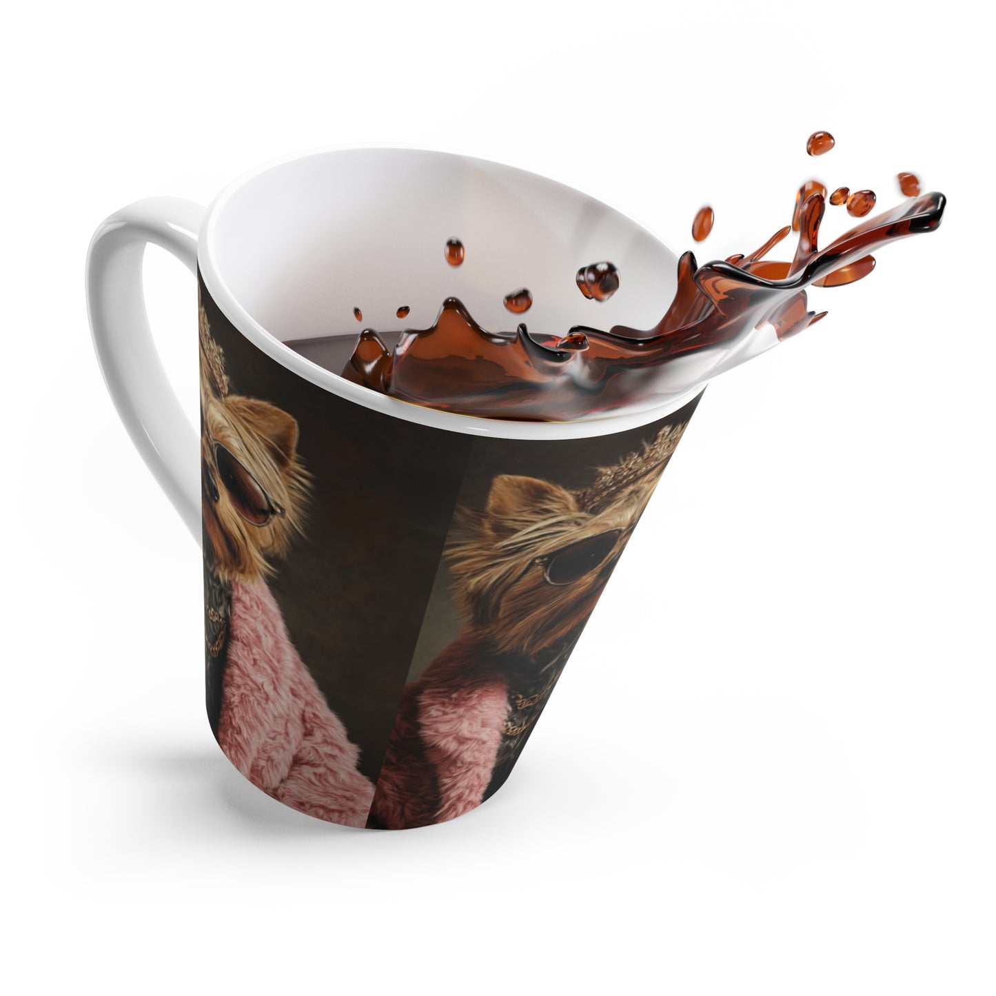 Regal Yorkie Latte Mug — Cute Queen Dog Coffee Cup
