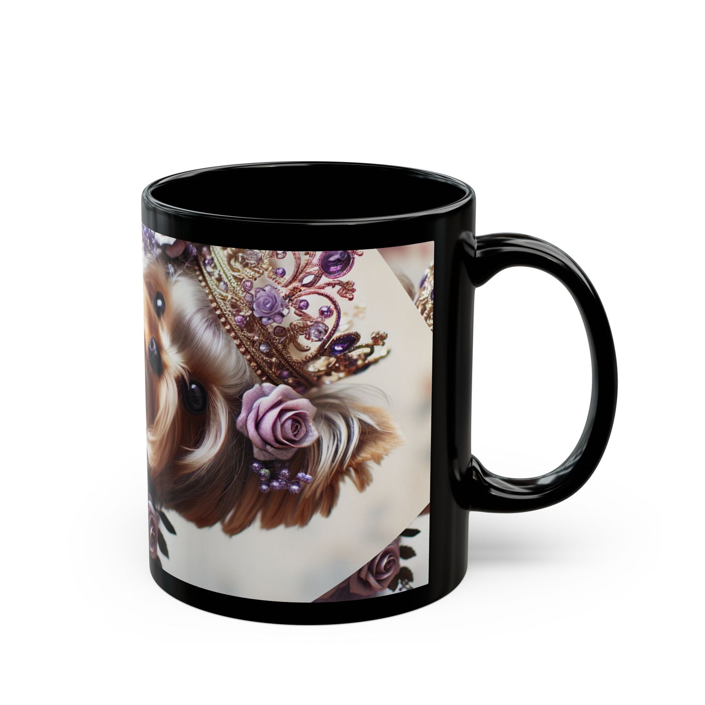 Yorkshire Terrier🐾🐾 and Lavender 💜Roses Black Mug (11oz, 15oz)