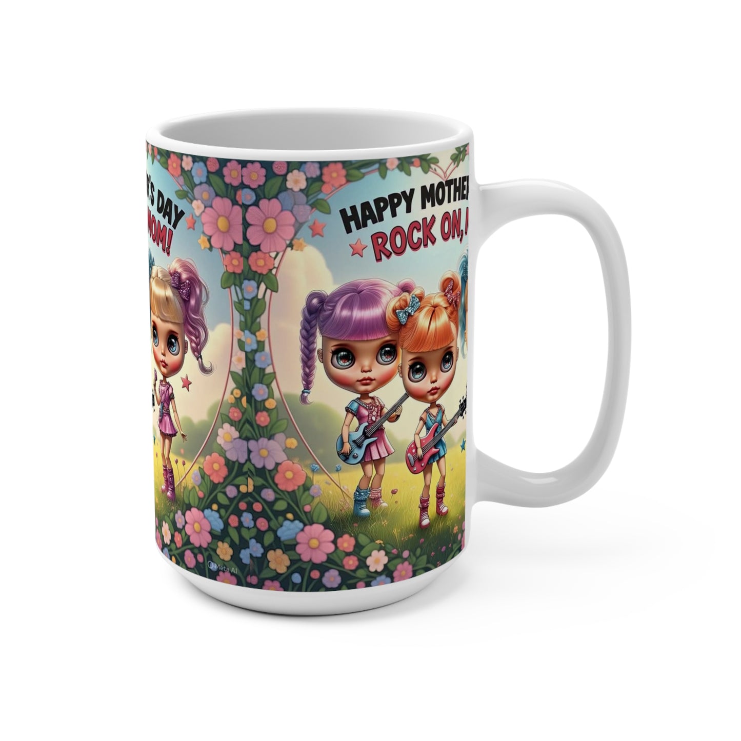 Happy Mother's Day🌹15oz Mug - Rock On, Mom! Floral Design