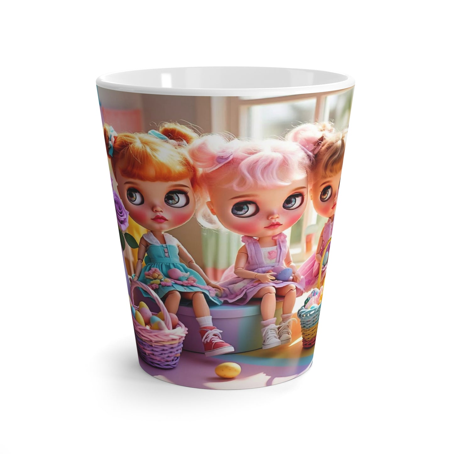 Adorable Blythe Doll Latte Mug – Colorful Spring Design for Kids & Collectors