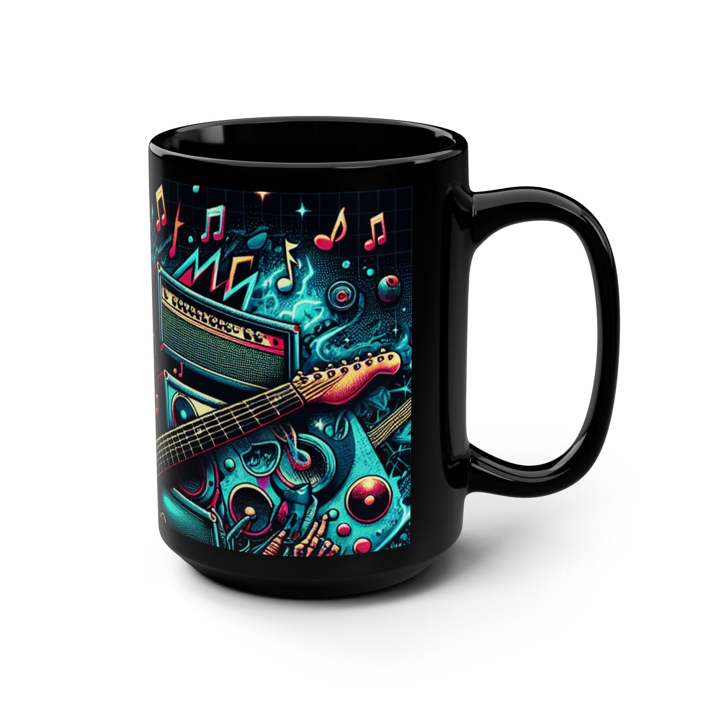 Black Mug, 15oz Turquoise Skull π