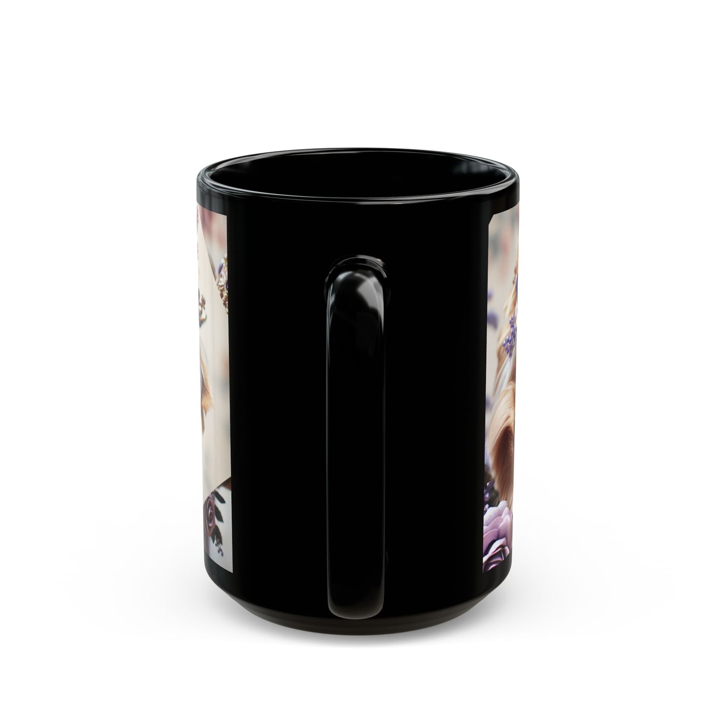 Yorkshire Terrier🐾🐾 and Lavender 💜Roses Black Mug (11oz, 15oz)