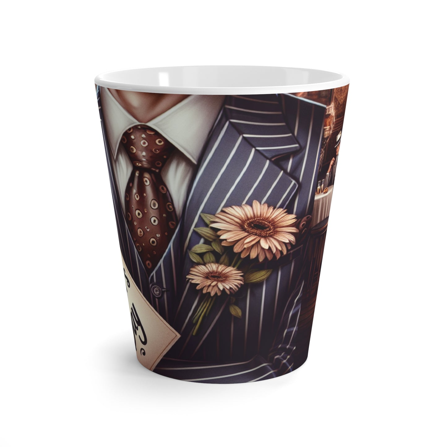 Father's Day Latte Mug, Personalized Coffee Cup, Gift for Dad, Unique Mug, Floral Design, Coffee Lover's Present