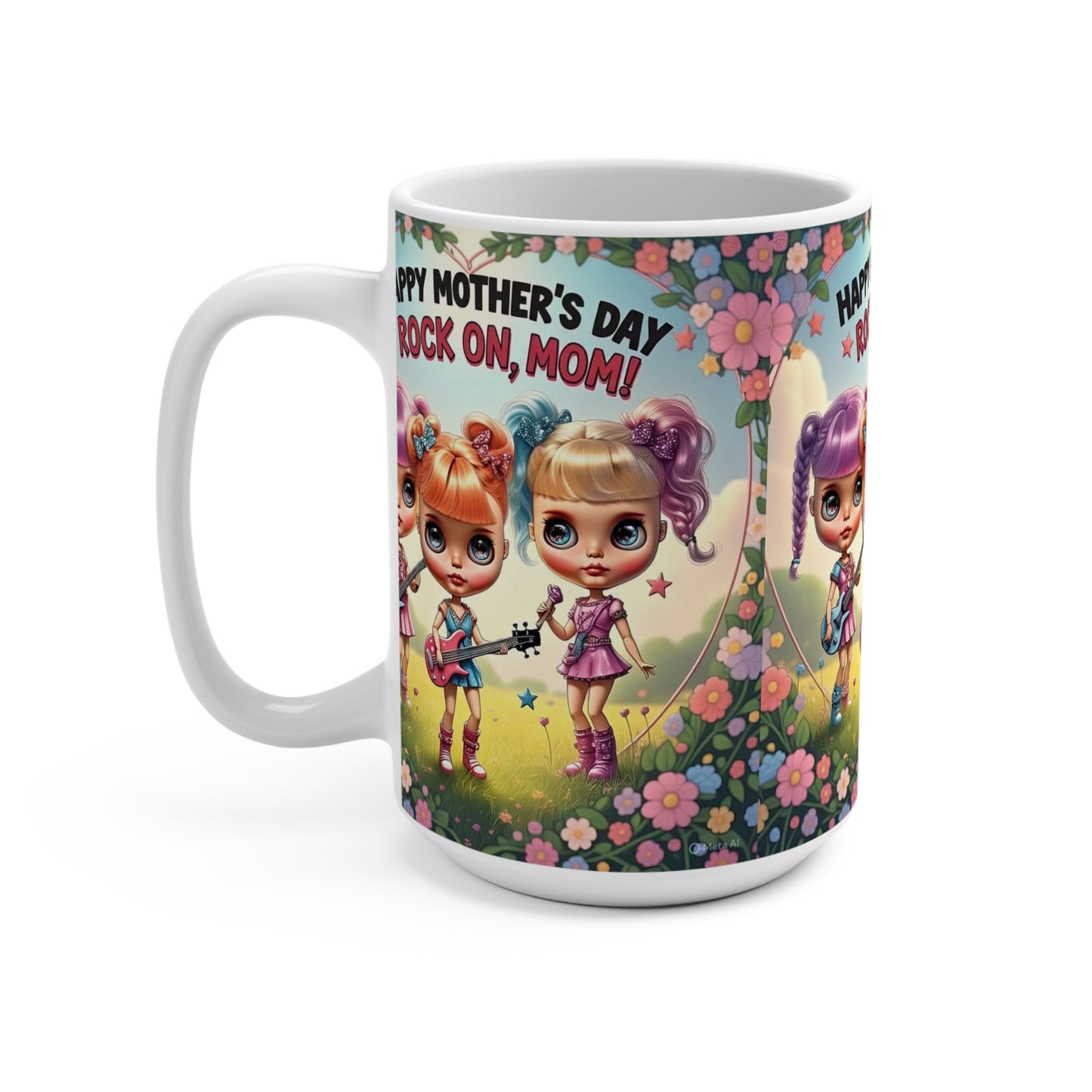 Happy Mother's Day🌹15oz Mug - Rock On, Mom! Floral Design