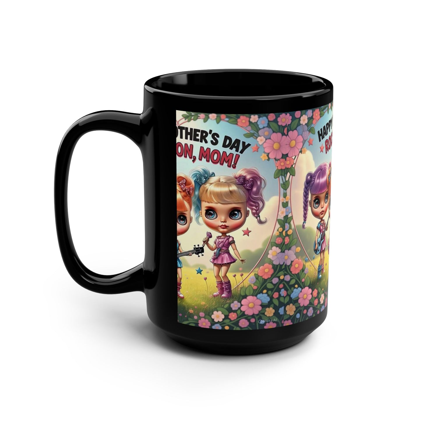 Happy Mother's Day Rock On Mug - 15oz Black Coffee Cup for Moms