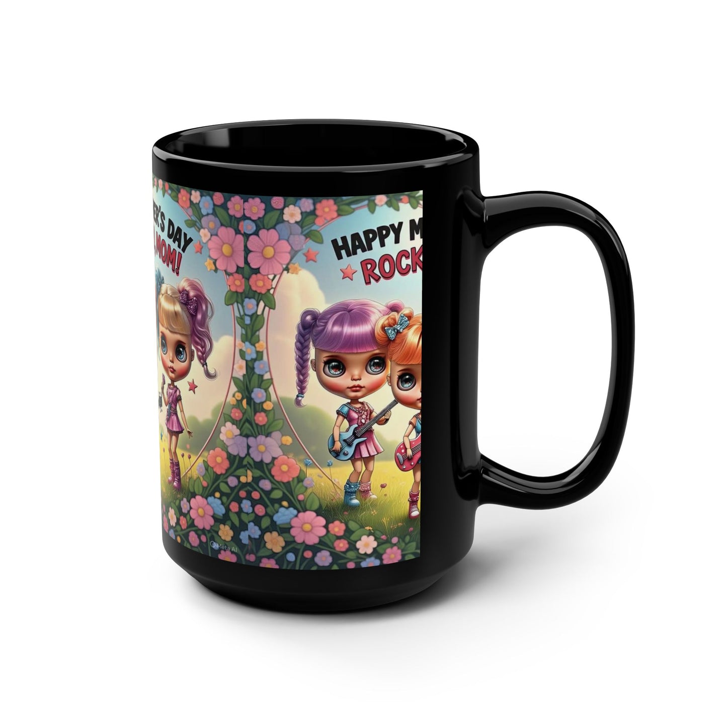 Happy Mother's Day Rock On Mug - 15oz Black Coffee Cup for Moms