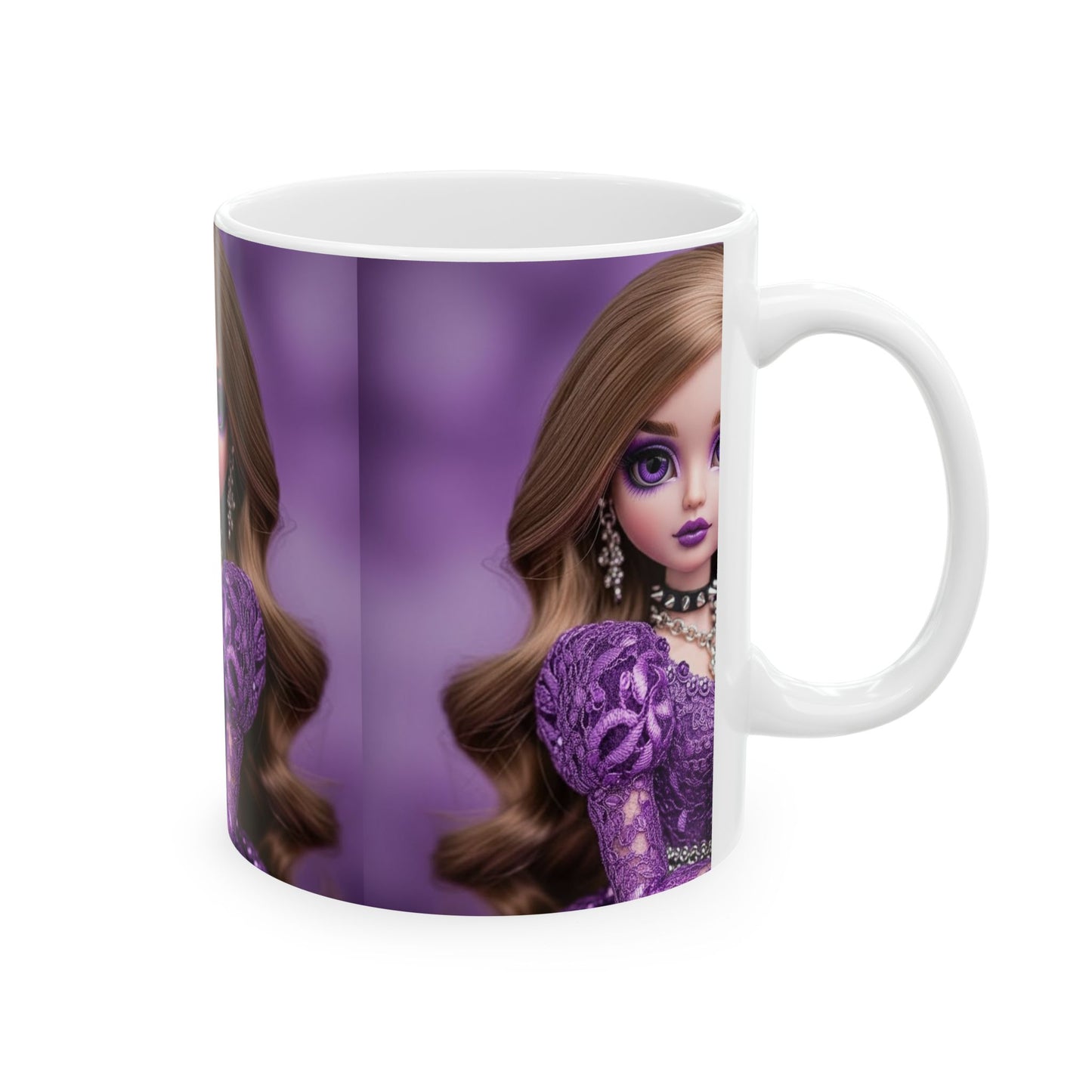 Elegant Doll-Themed Ceramic Mug - Rose Bouquet Design, Gift for Doll Collectors, Birthday, Mother's Day, Tea, Coffee Lover