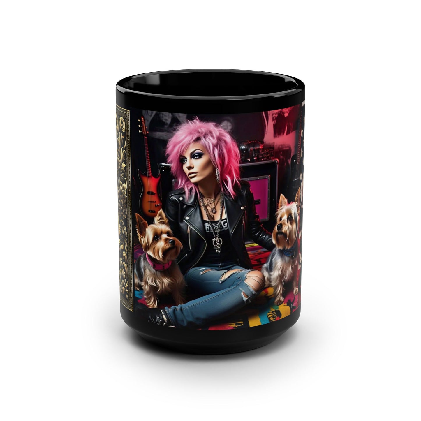 RöckChixx 👑🤘🎂 Black Mug, 15oz