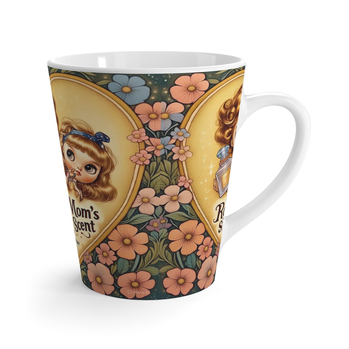 Rockstar Mom Latte Mug | Mother's Day Gift, Floral Coffee Cup, Vintage Style, Cute Mom Mug, Kid's Gift Idea