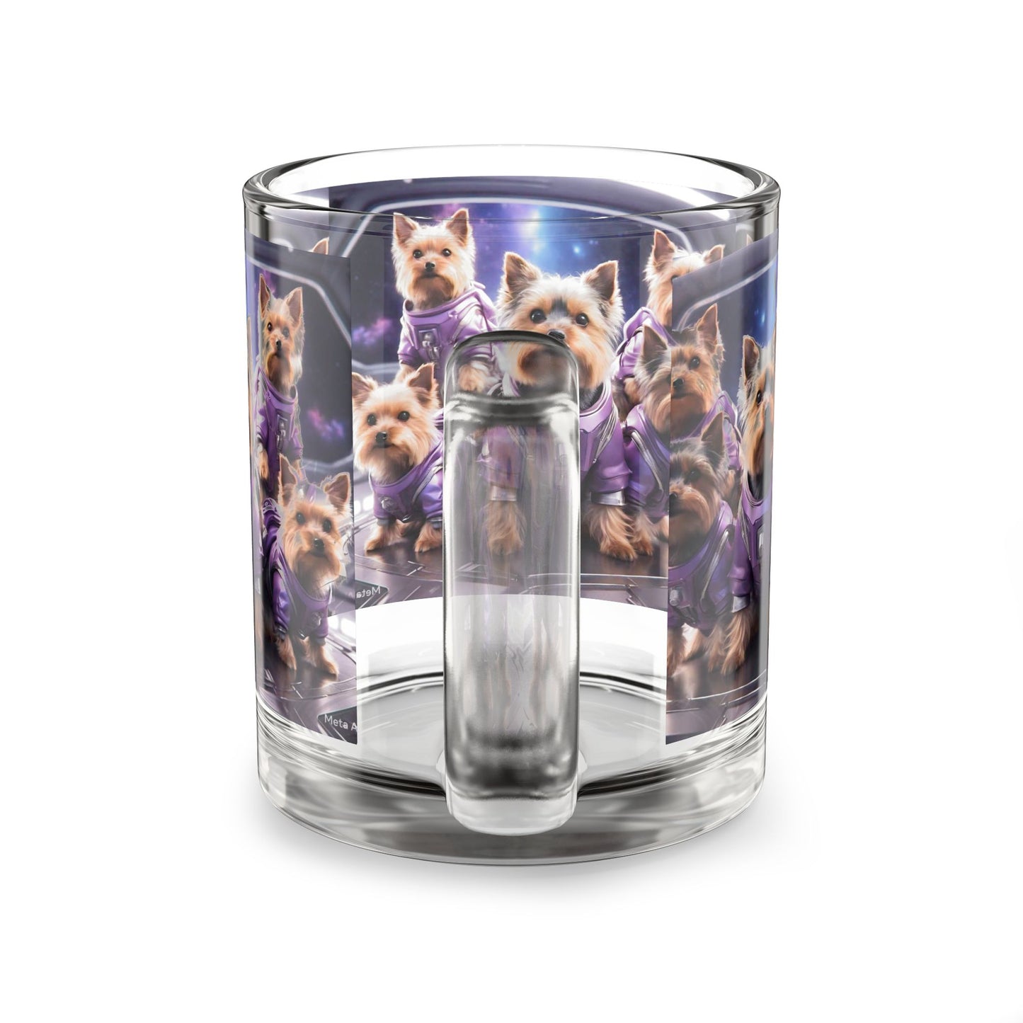Space💜 Dogs Glass Mug - 10oz Cute Yorkshire Terrier Design