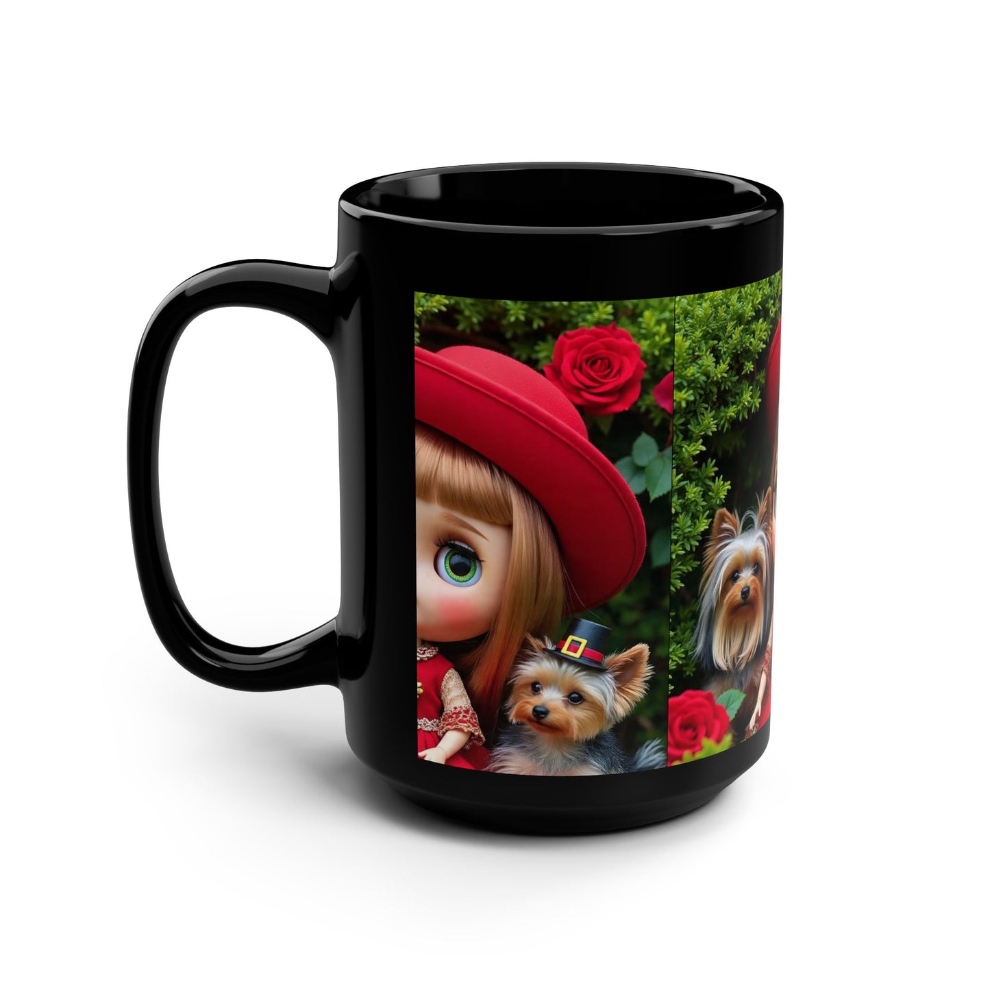 Blythe Doll in Red Hat with Yorkies Coffee Cup