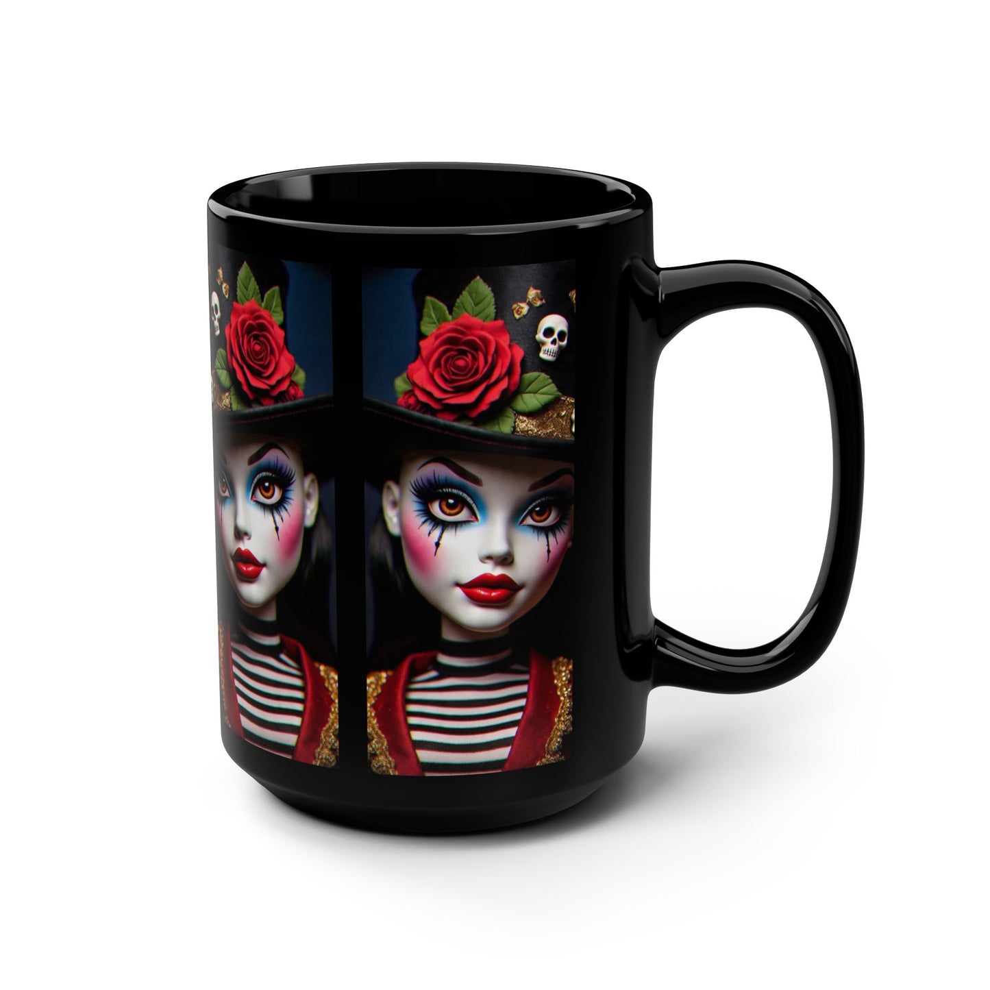 Gothic Fantasy Mug, 15oz Skull and Roses Design, Perfect for Halloween, Gift for Horror Lovers, Unique Coffee Cup, Artistic Drinkware