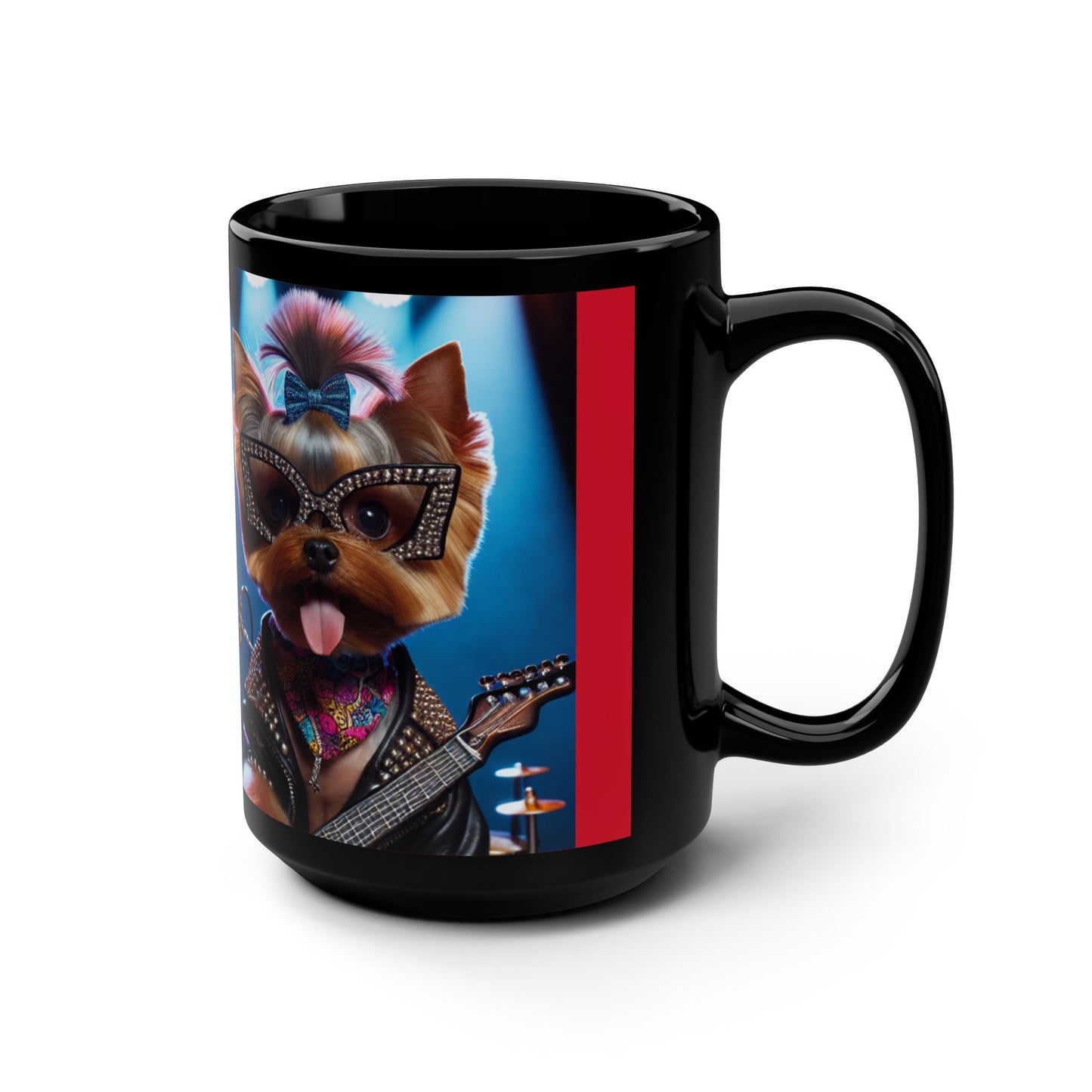 Rockstar🌹Yorkies🐾🐾Black Mug, 15oz