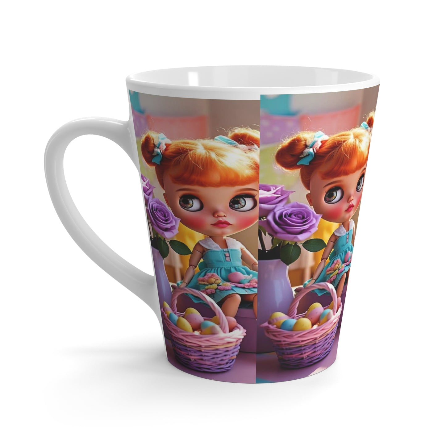 Adorable Blythe Doll Latte Mug – Colorful Spring Design for Kids & Collectors