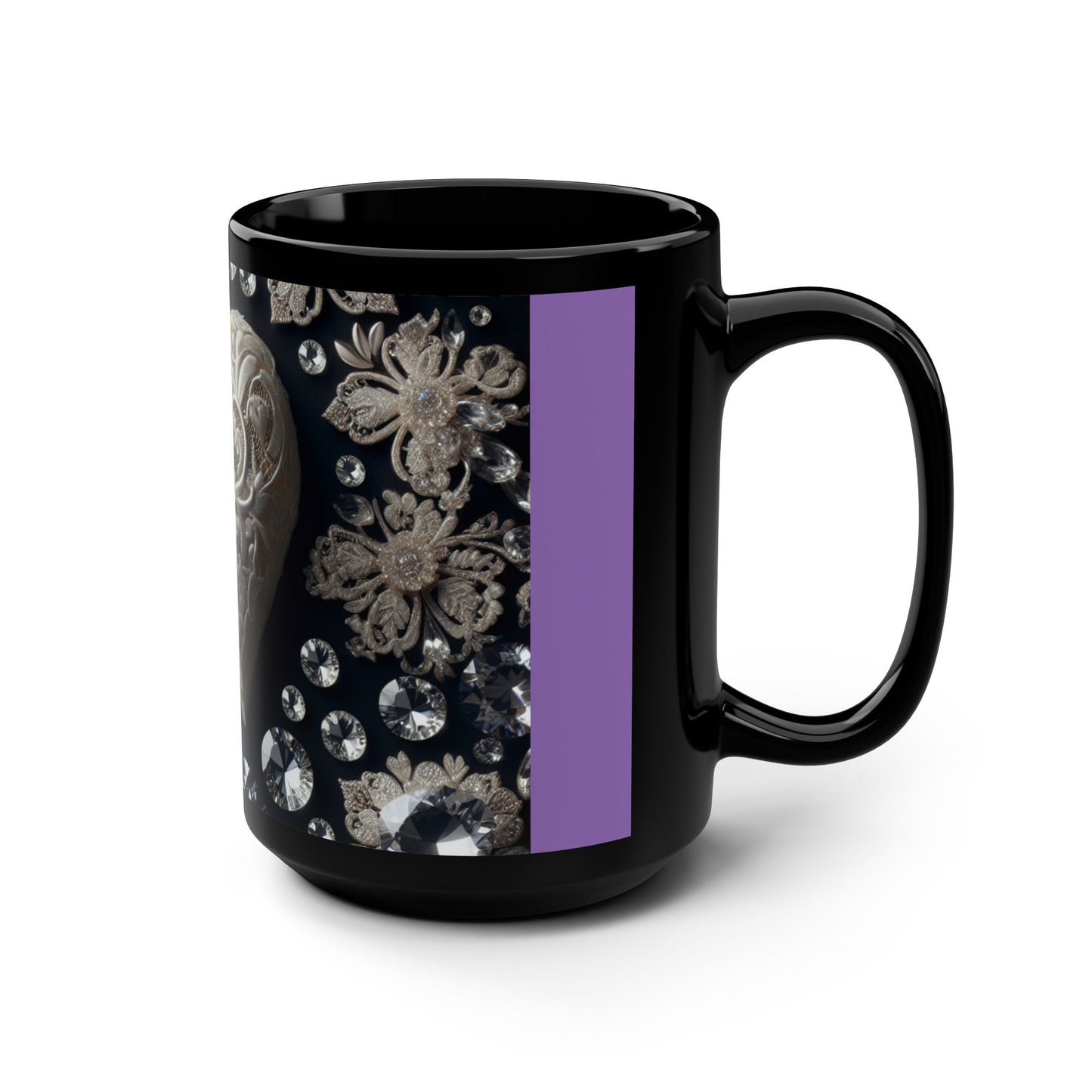 Black Mug, 15oz🤍💜
