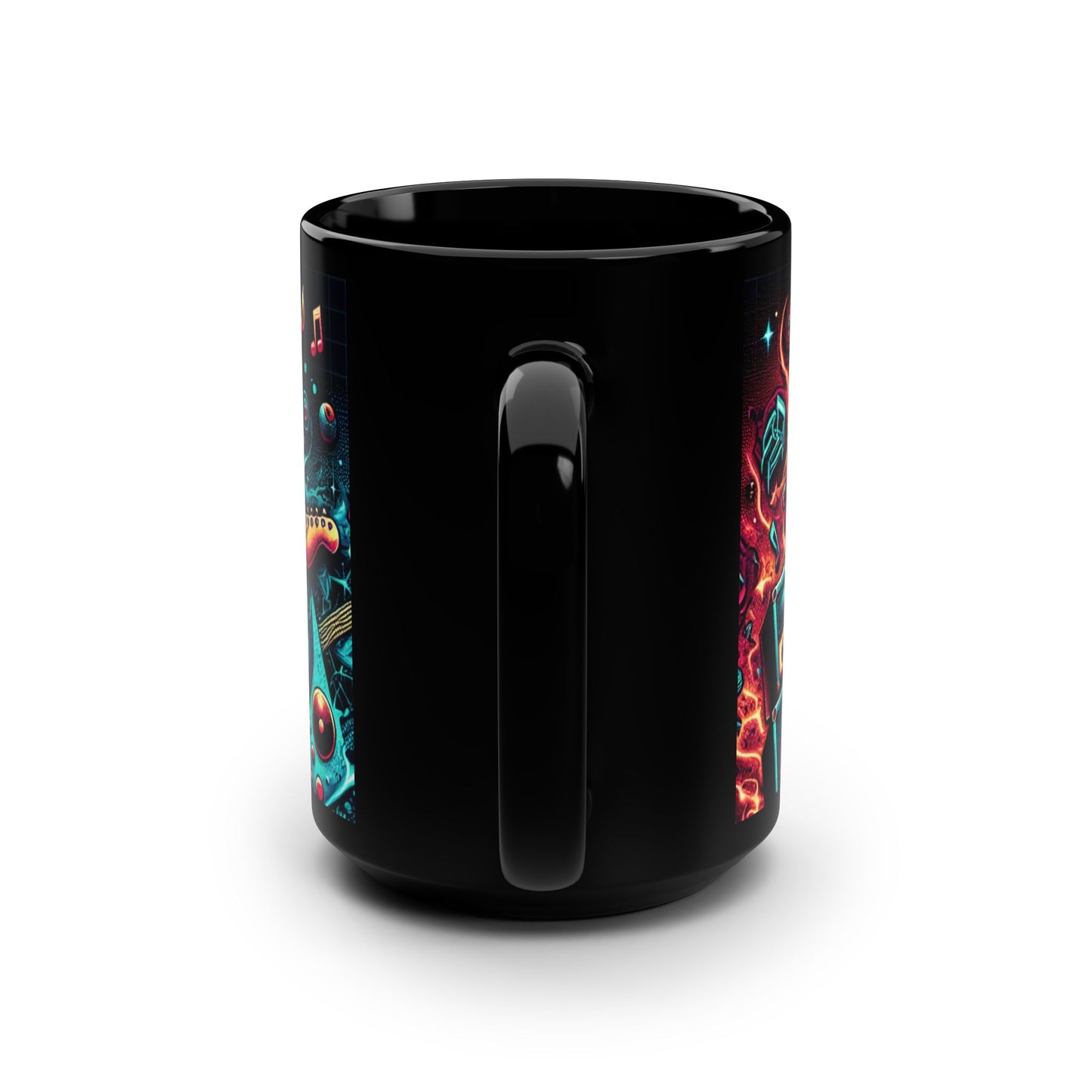 Black Mug, 15oz Turquoise Skull π