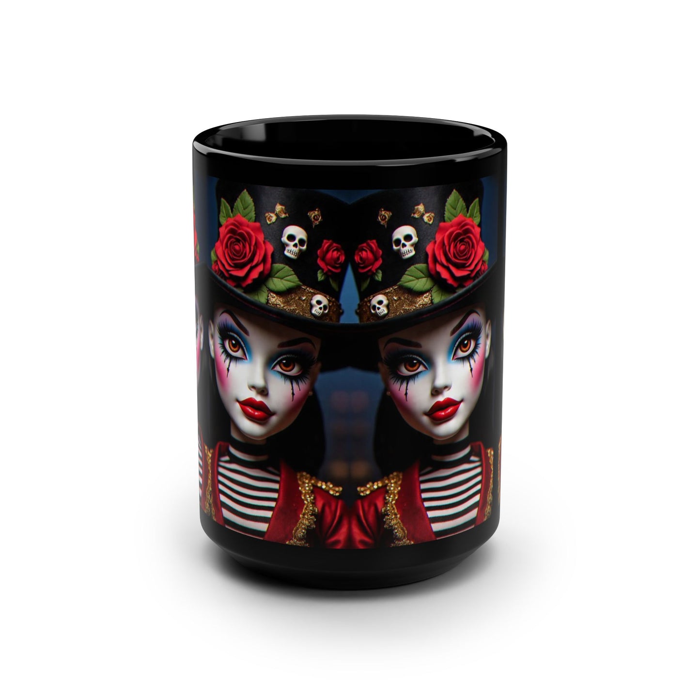 Gothic Fantasy Mug, 15oz Skull and Roses Design, Perfect for Halloween, Gift for Horror Lovers, Unique Coffee Cup, Artistic Drinkware