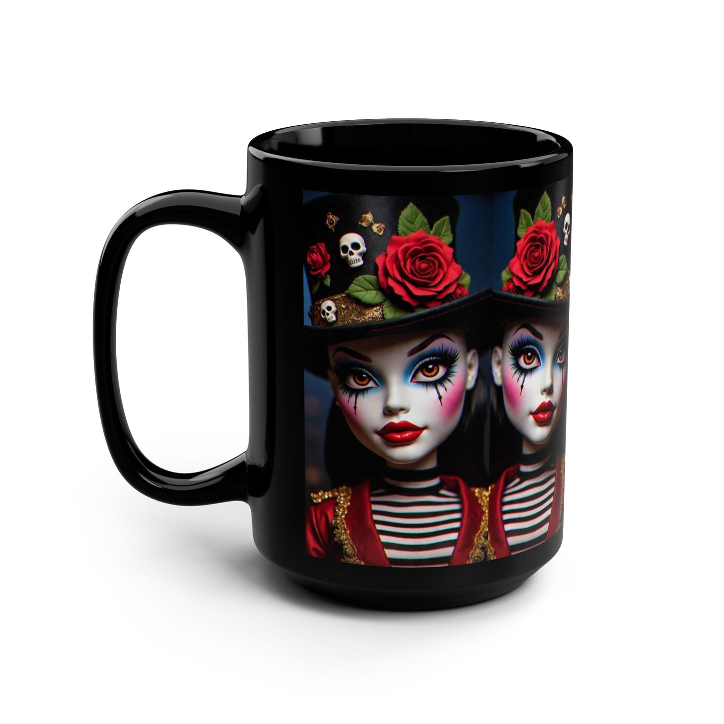 Gothic Fantasy Mug, 15oz Skull and Roses Design, Perfect for Halloween, Gift for Horror Lovers, Unique Coffee Cup, Artistic Drinkware