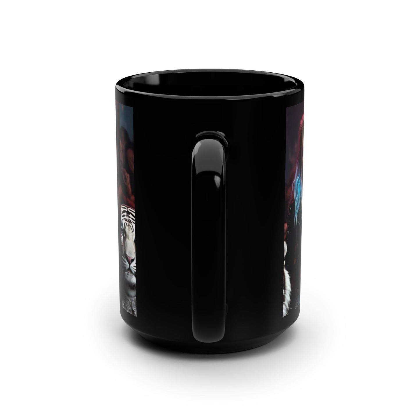 Edgy Rocker Black Mug with Tiger - 15oz