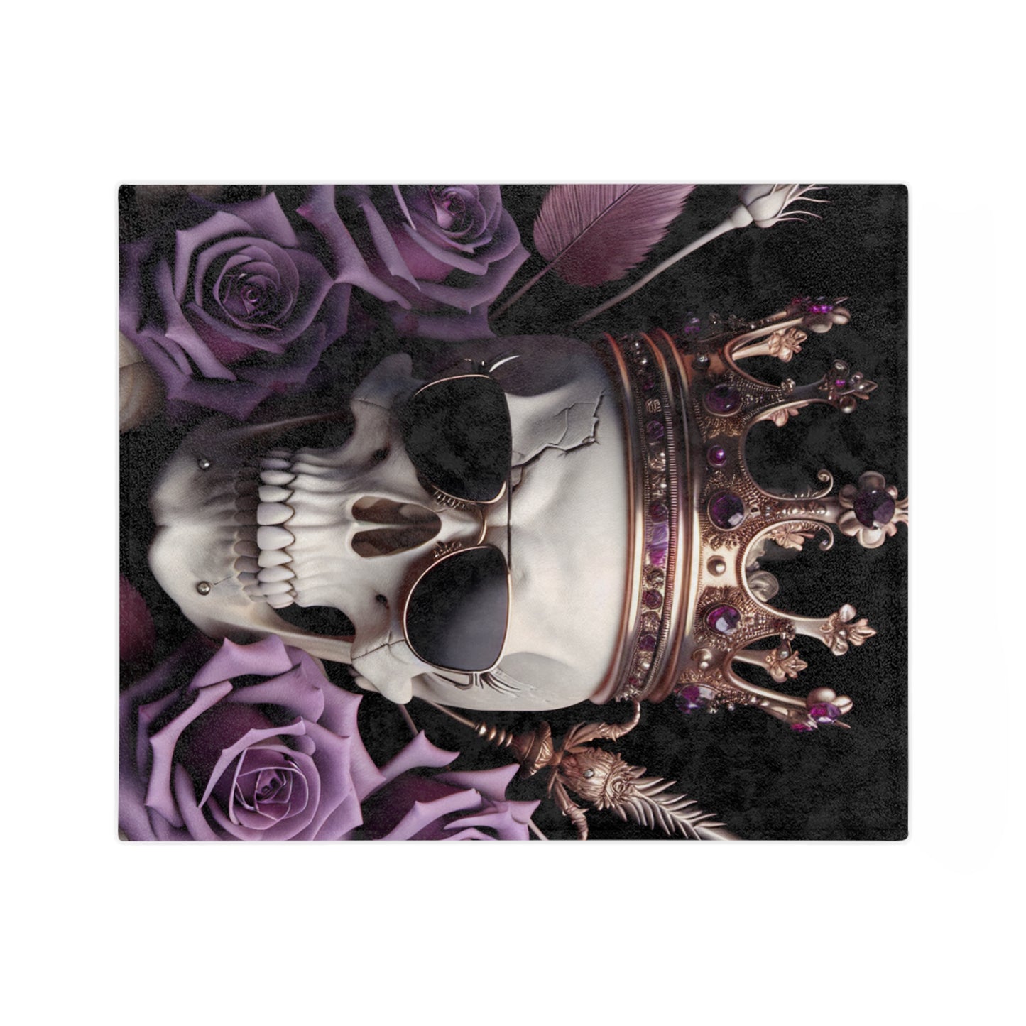 Gothic Skull Blanket with Crown, Cozy Velveteen Throw for Home, Halloween Decor, Gothic Gifts, Dark Aesthetic