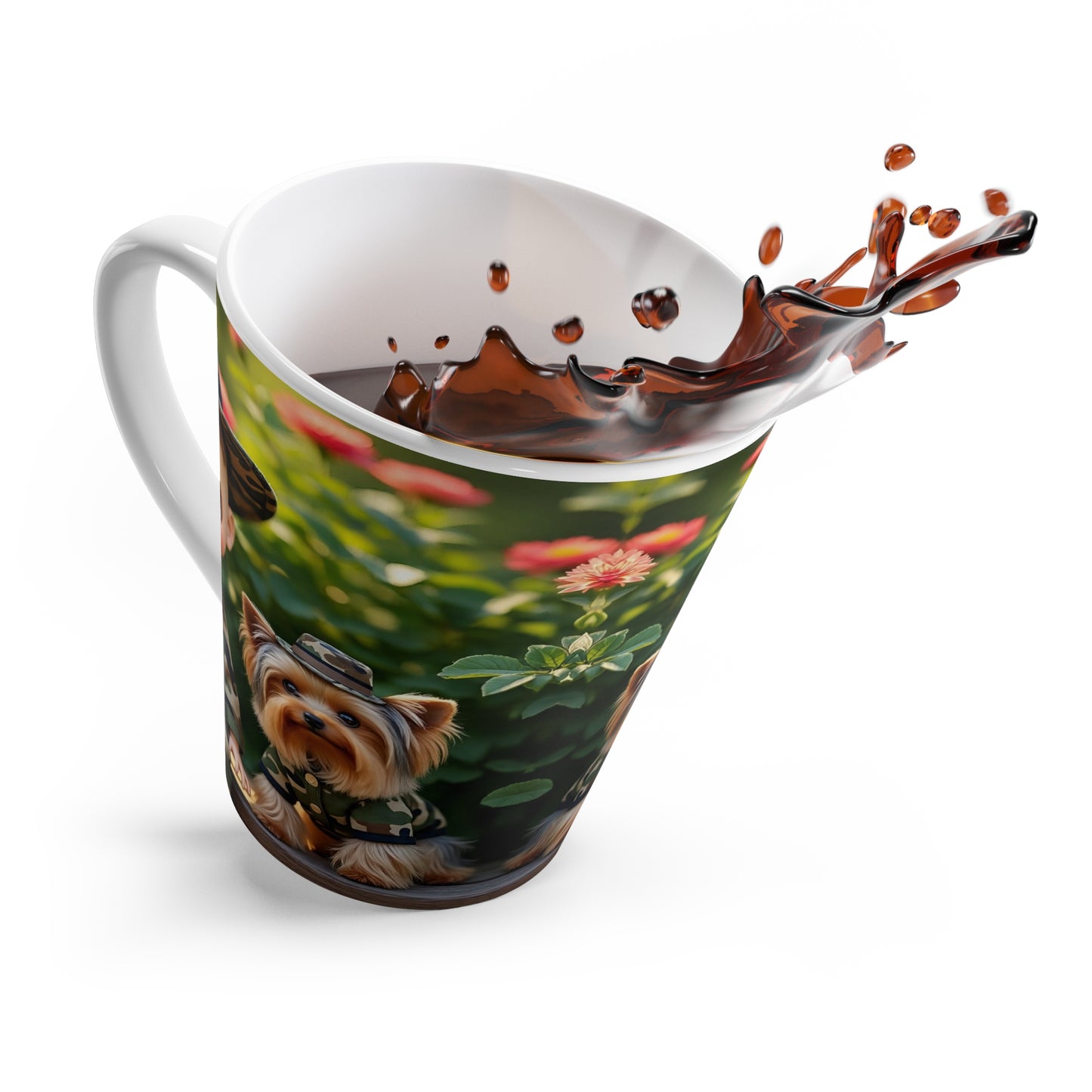 Latte Mug — Cute Yorkie in Camo Latte Mug | Cute Dog Gift for Pet Lovers