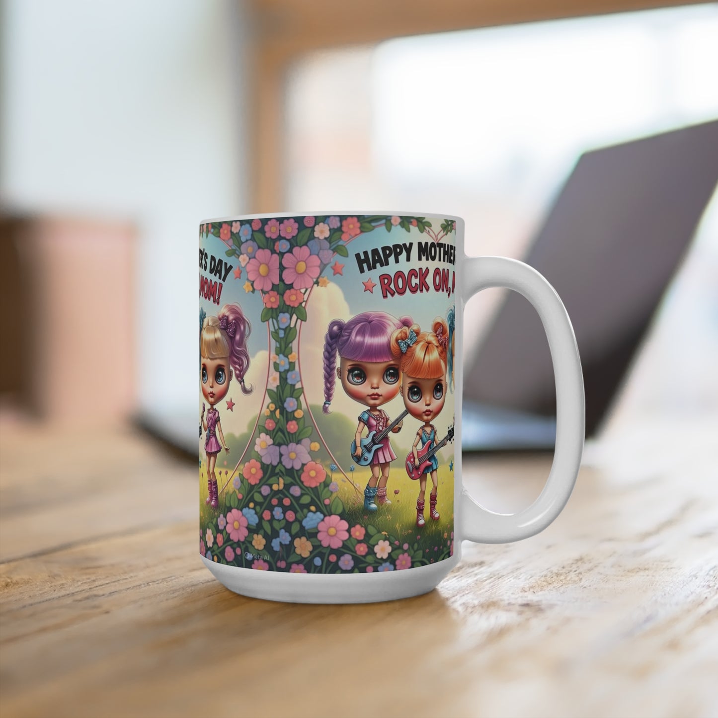 Happy Mother's Day🌹15oz Mug - Rock On, Mom! Floral Design