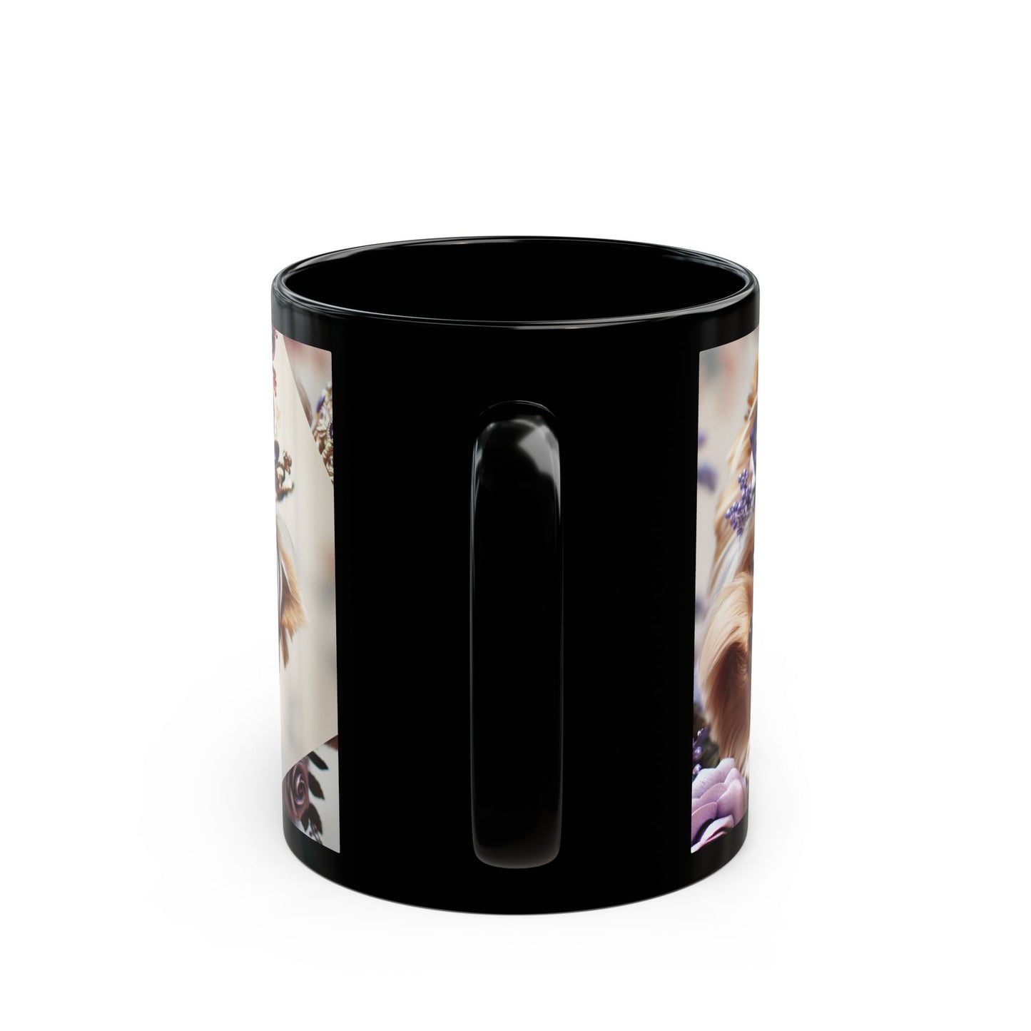 Yorkshire Terrier🐾🐾 and Lavender 💜Roses Black Mug (11oz, 15oz)