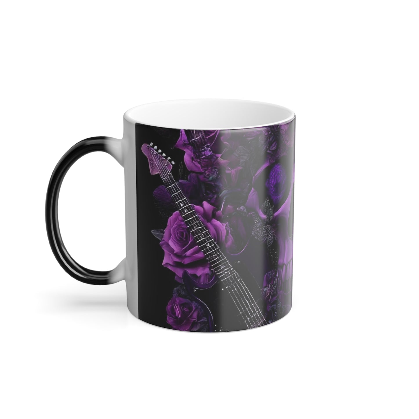 Color-Changing Skull & Roses Mug — 11oz Purple Morphing Coffee Cup