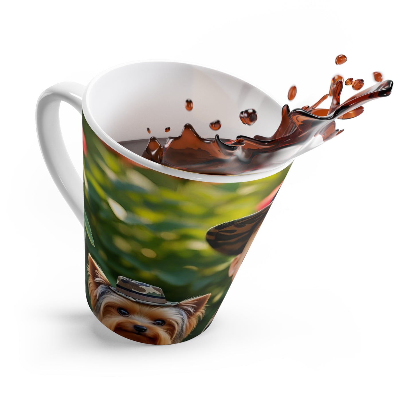 Camo Doll & Yorkie Latte Mug — Cute Military Puppy Coffee Cup