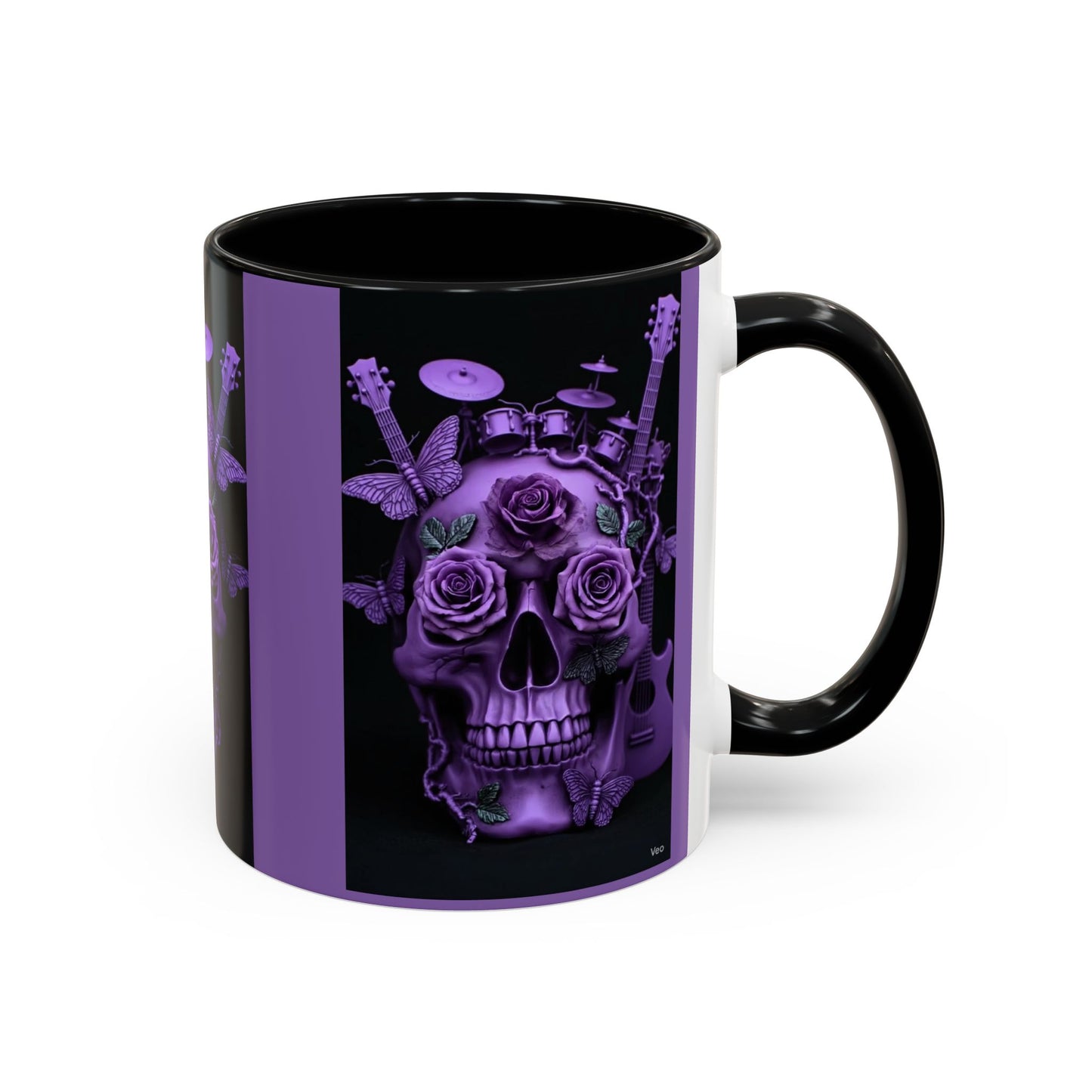 Purple Skull & Roses Coffee Mug — Gothic Rock Music Accent Mug (11/15oz)