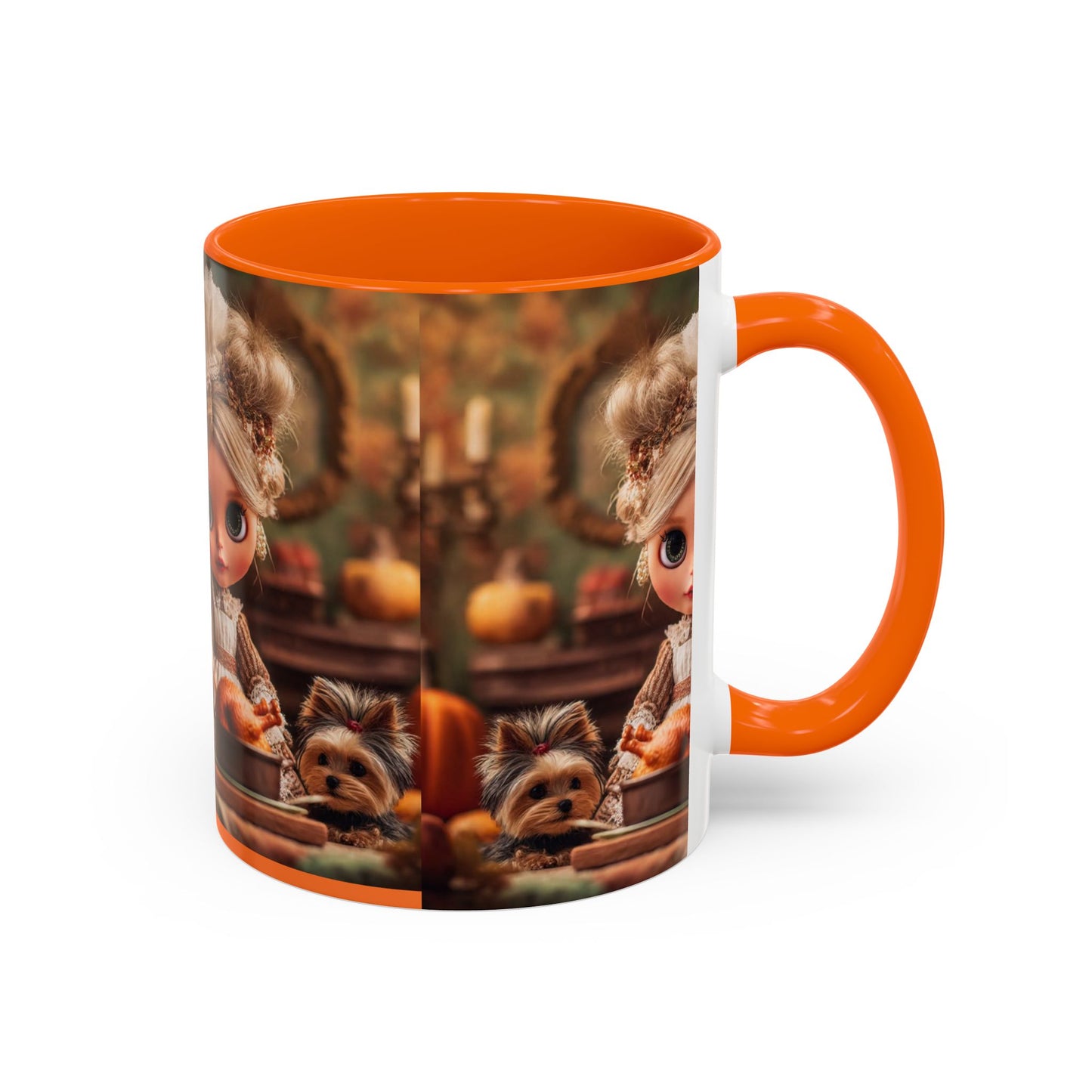 Autumn Blythe Doll & Pup Coffee Mug — Halloween Pumpkin Accent (11/15oz)