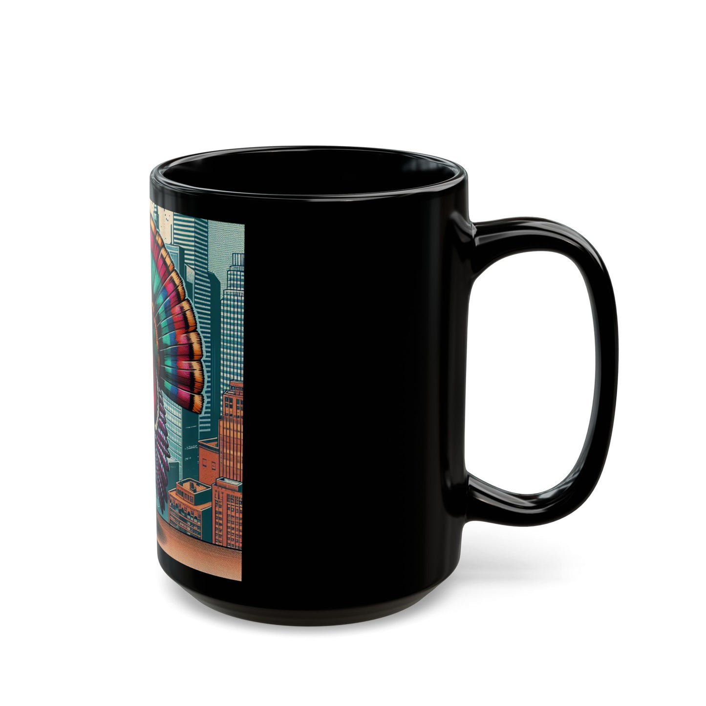 Stylish Turkey🦃Black Mug (11oz, 15oz)