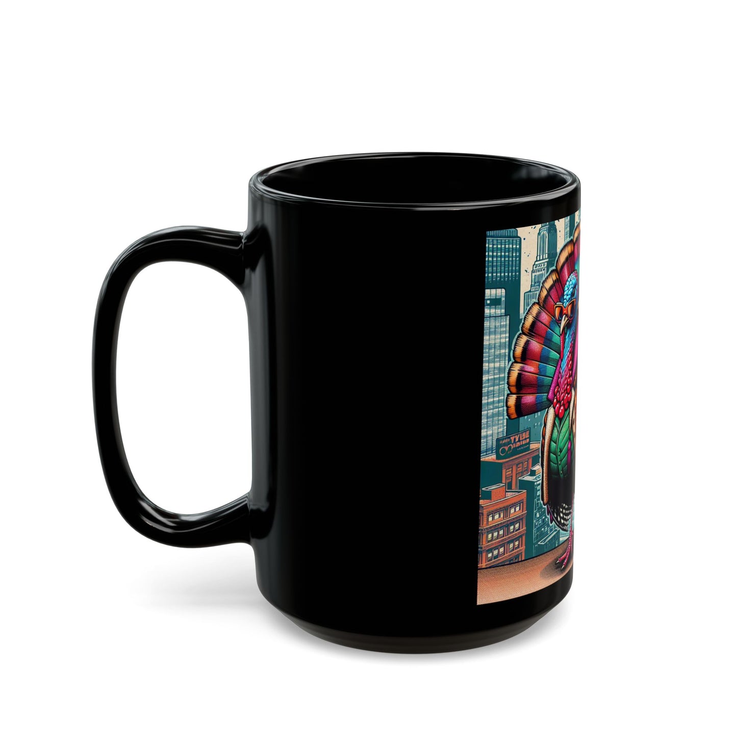 Stylish Turkey🦃Black Mug (11oz, 15oz)