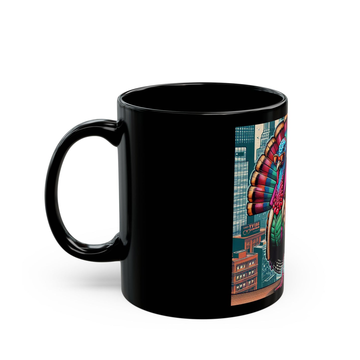 Stylish Turkey🦃Black Mug (11oz, 15oz)