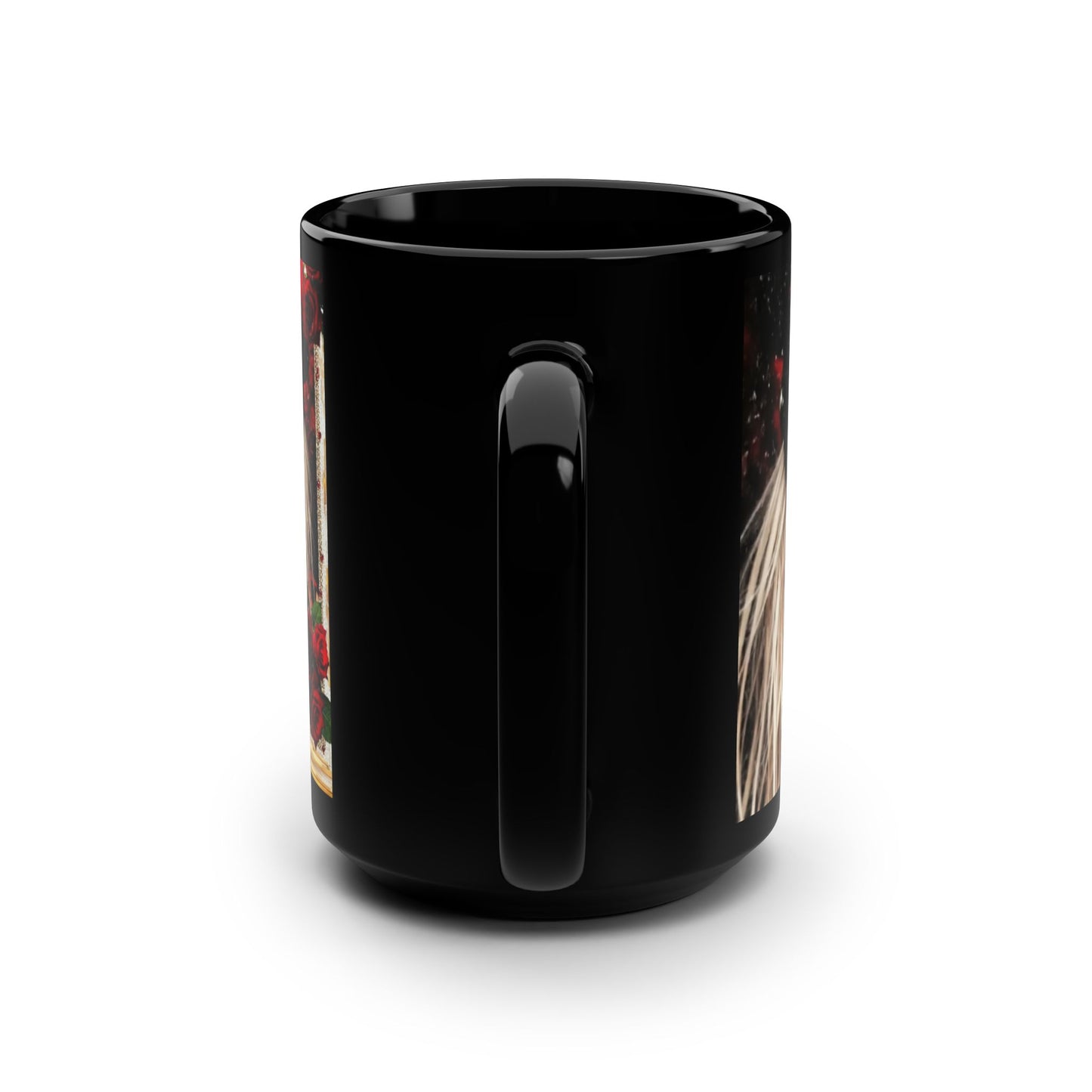 15oz Black Mug — Gothic Rose Portrait Coffee Cup