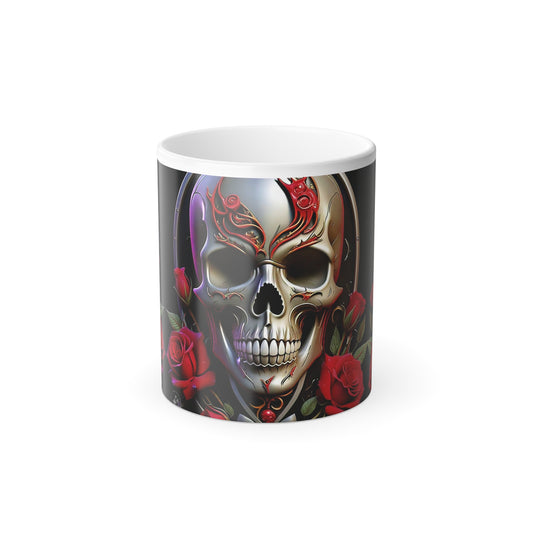Color Morphing Skull Mug, Unique Gift for Halloween, Coffee Lovers, Artistic Home Décor, Gothic Style Drinkware, Customizable Ceramic Cup