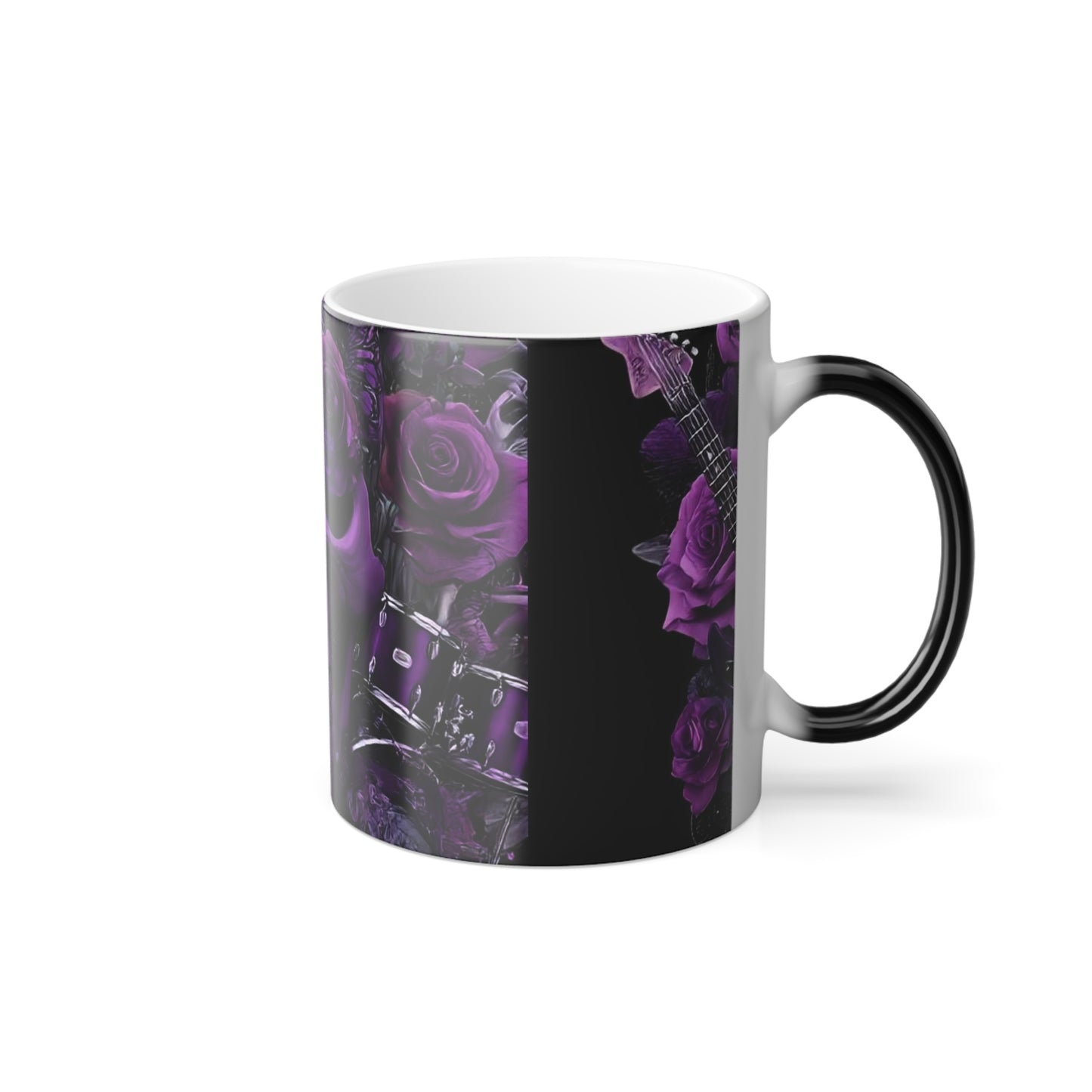 Color-Changing Skull & Roses Mug — 11oz Purple Morphing Coffee Cup