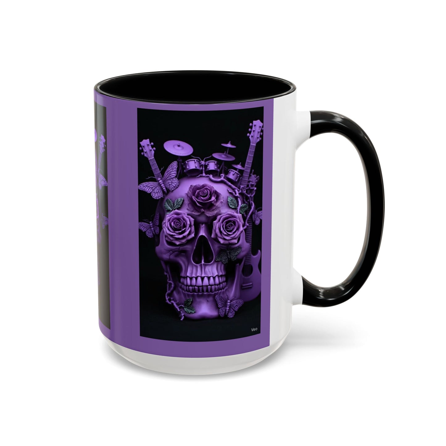 Purple Skull & Roses Coffee Mug — Gothic Rock Music Accent Mug (11/15oz)