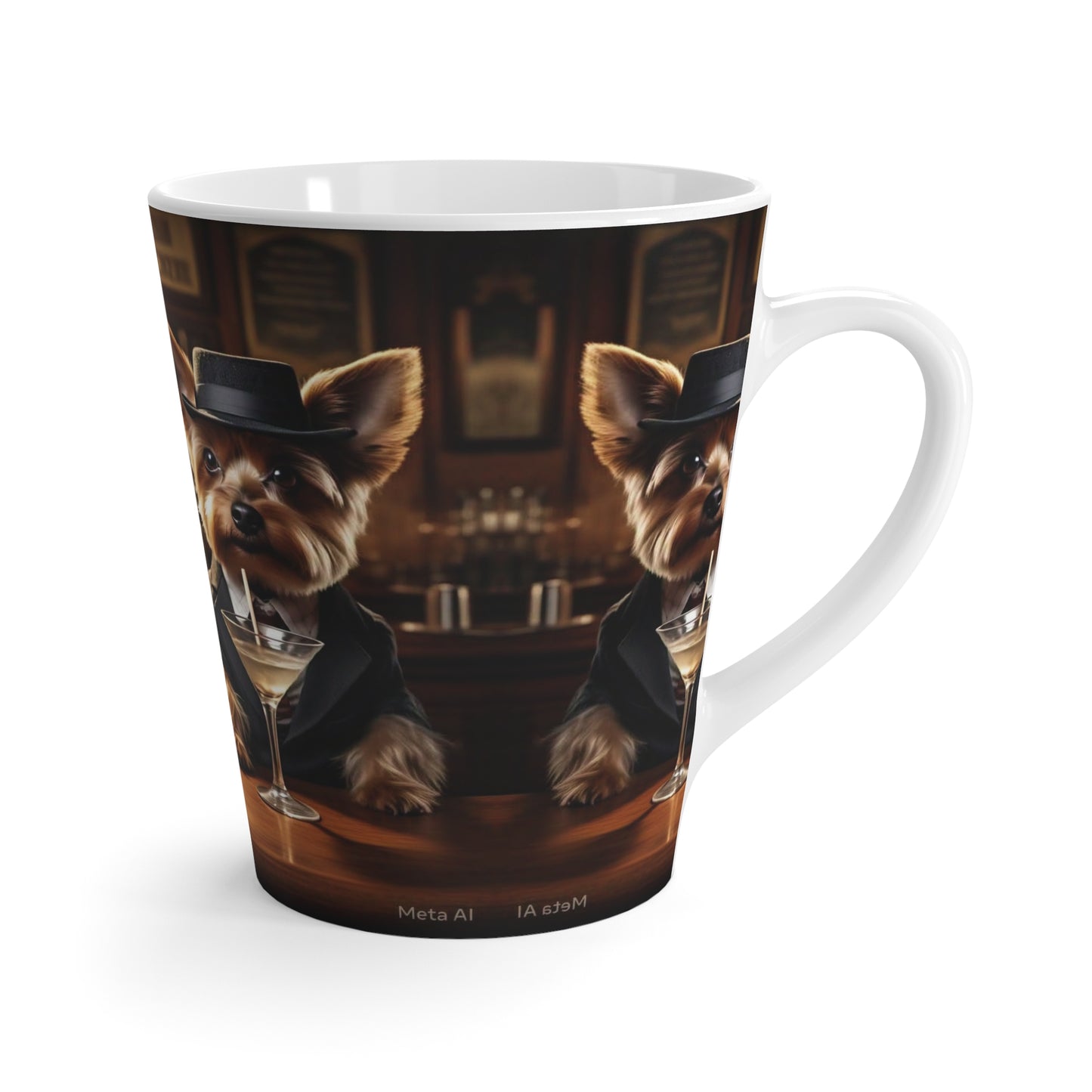 Yorkshire Terrier Bar Mug — Cute Dogs in Vintage Bar Scene Latte Mug