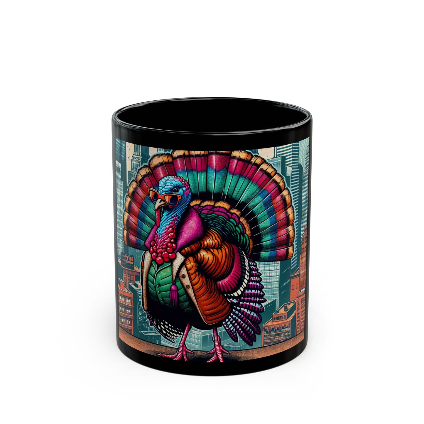 Stylish Turkey🦃Black Mug (11oz, 15oz)