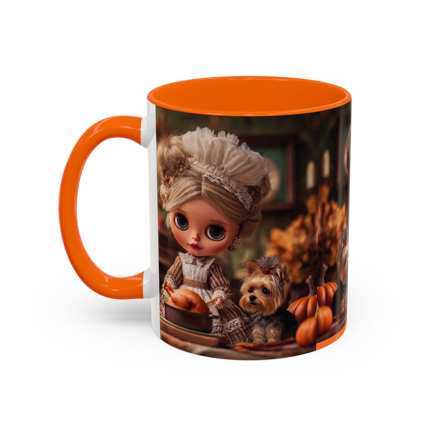 Autumn Blythe Doll & Pup Coffee Mug — Halloween Pumpkin Accent (11/15oz)