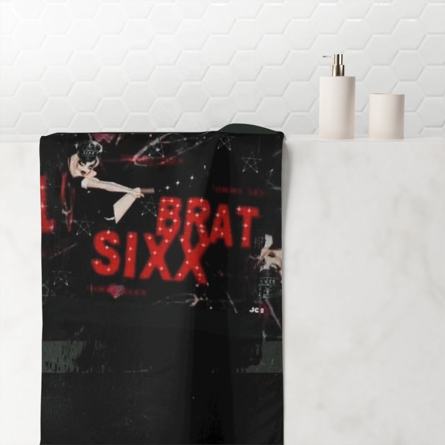 Brat Sixx Graphic Towel - Stylish Mink-Cotton Towel for Beach, Bath, or Home Decor - Unique Gift for Music Lovers, Rock Fans, and [...]