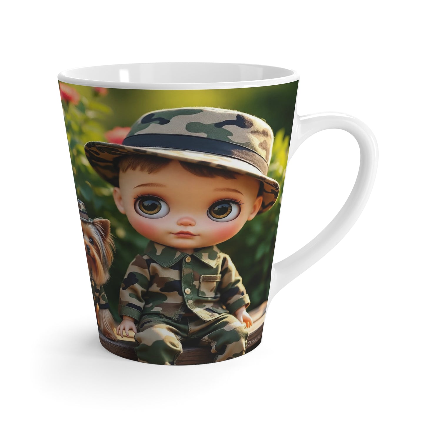 Latte Mug — Cute Yorkie in Camo Latte Mug | Cute Dog Gift for Pet Lovers