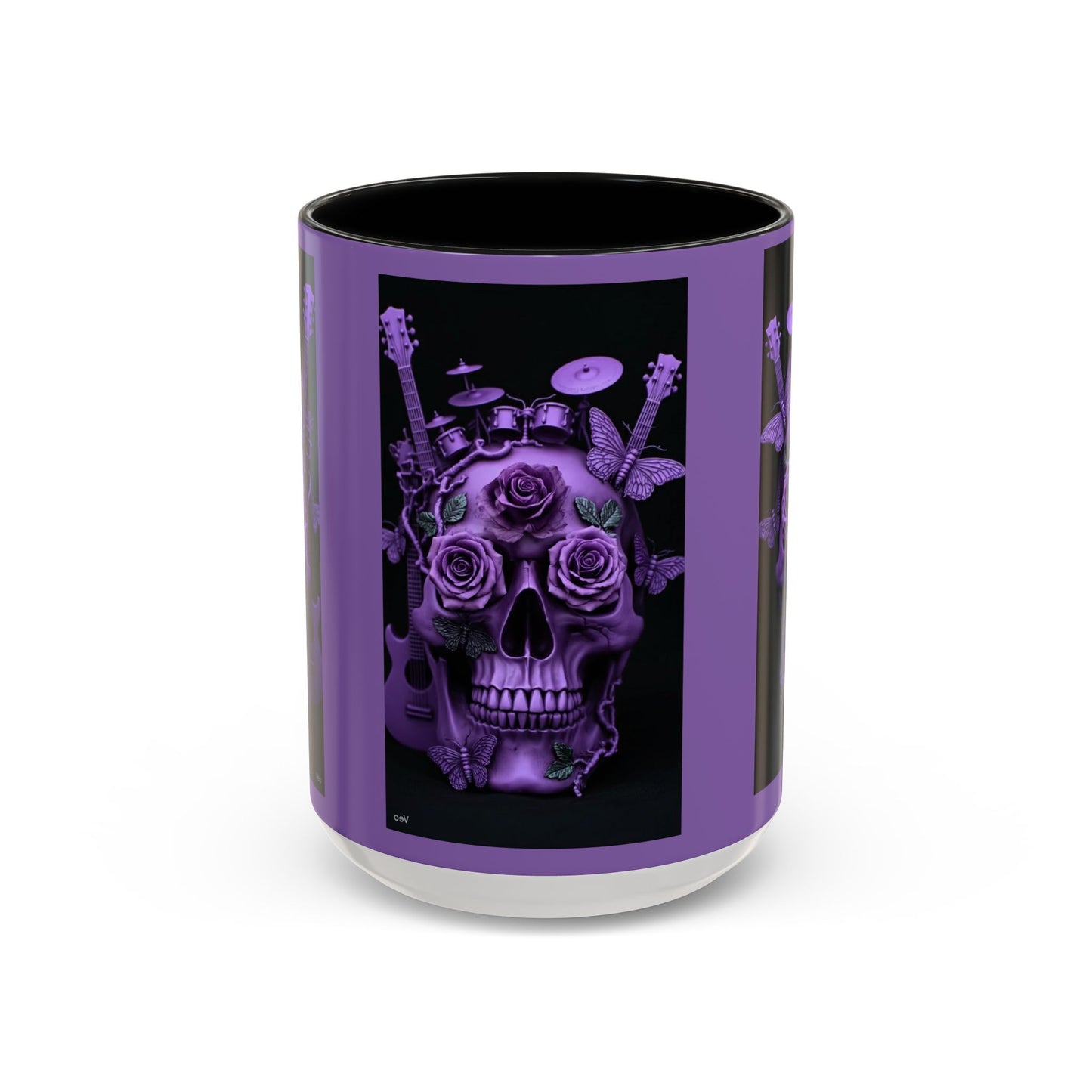 Purple Skull & Roses Coffee Mug — Gothic Rock Music Accent Mug (11/15oz)