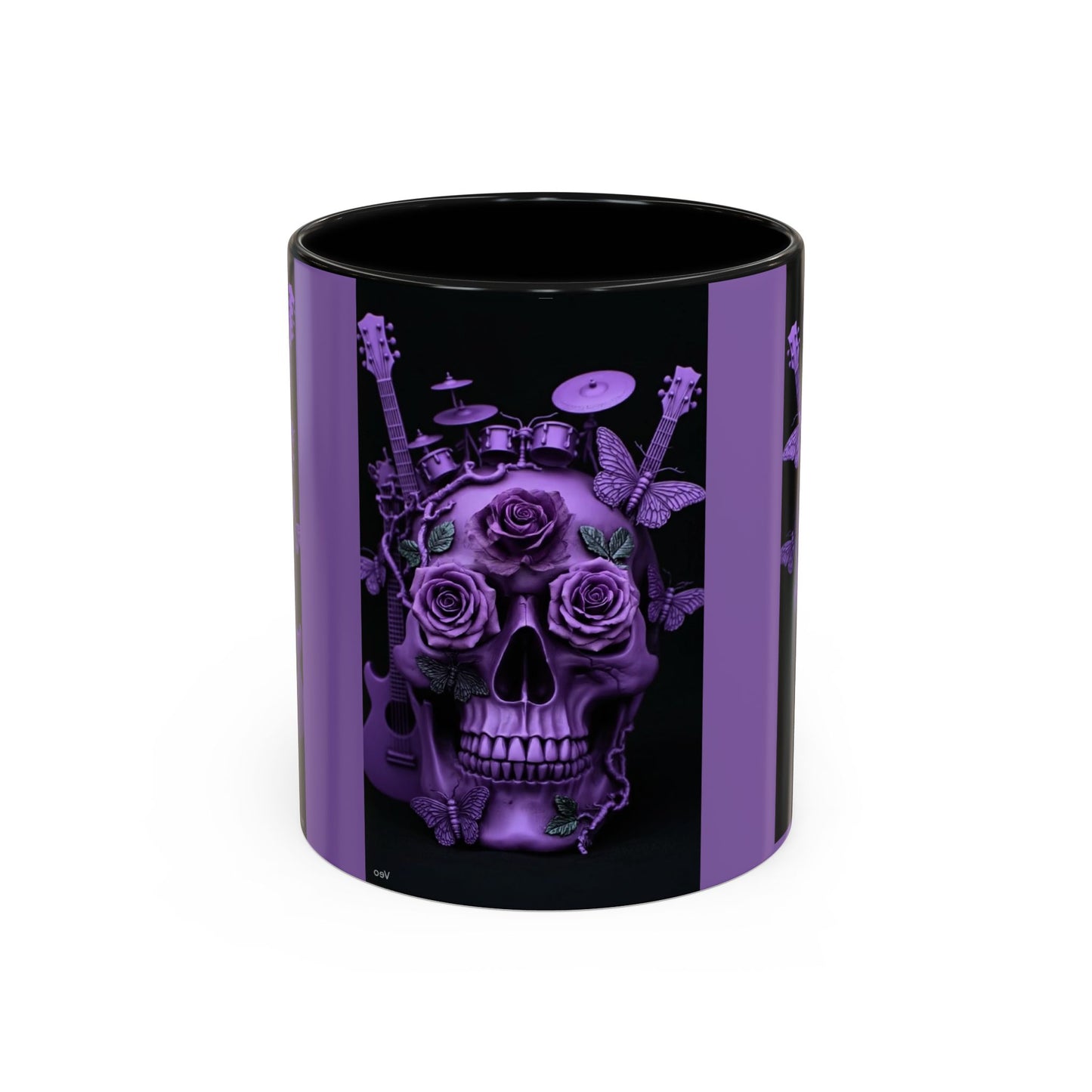 Purple Skull & Roses Coffee Mug — Gothic Rock Music Accent Mug (11/15oz)