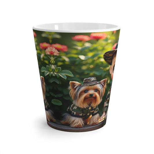 Latte Mug — Cute Yorkie in Camo Latte Mug | Cute Dog Gift for Pet Lovers